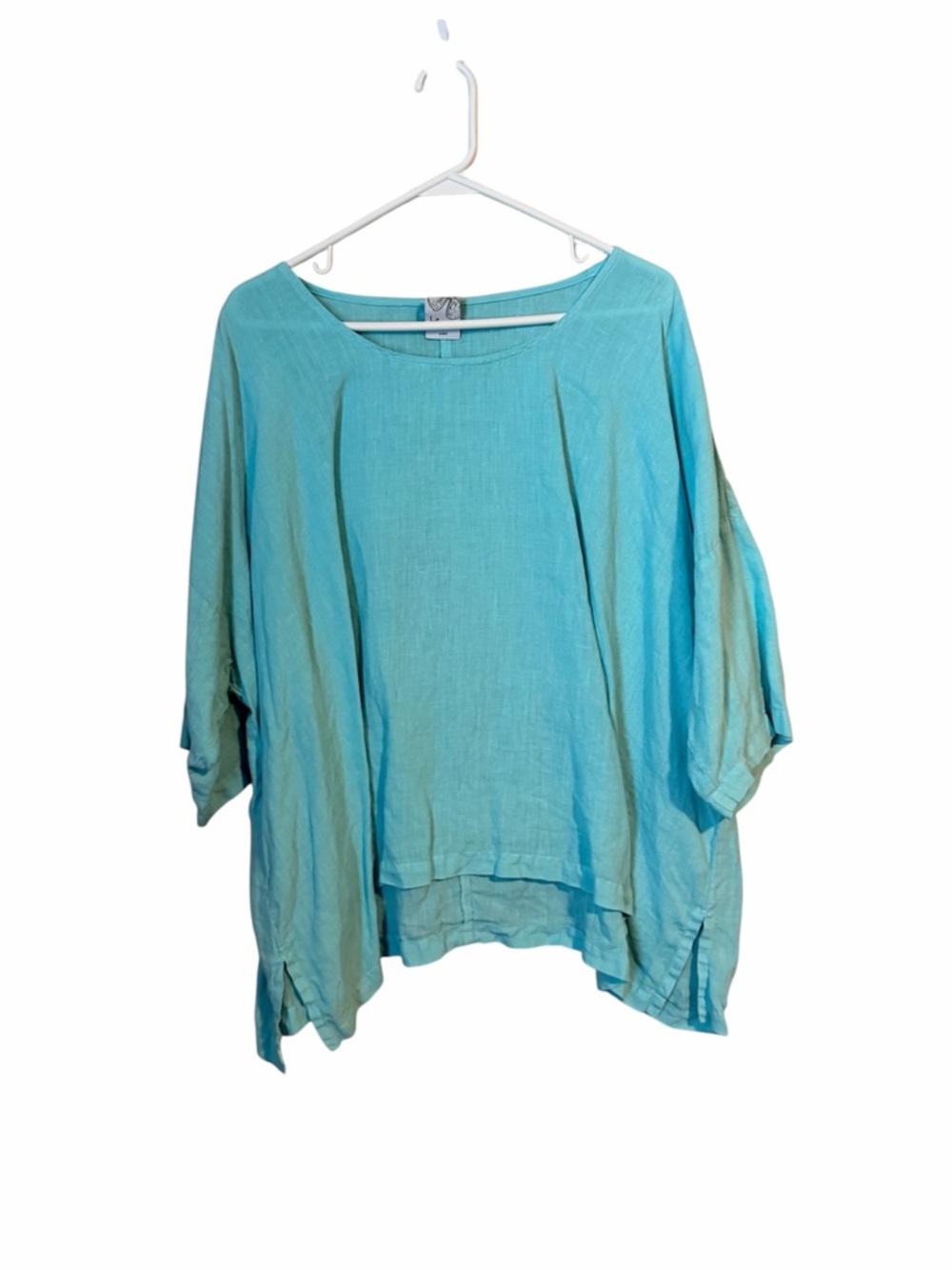 La Fixsun Linen Blouse Shark Bite Hem Lagenlook Oversized Beach Vacation